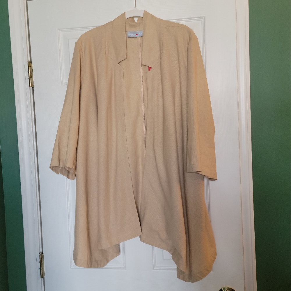 NWT Avenue Studio 18/20 Tan Linen Blend Cardigan/Jacket